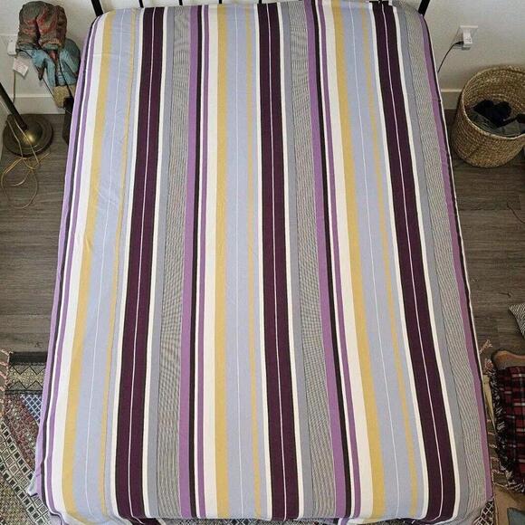 POTTERY BARN Madison Stripe King Duvet Cover Blue/Purple/Ivory Retired Style - Picture 1 of 8